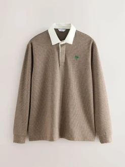Next Tan Brown Puppytooth Rugby Shirt Hot