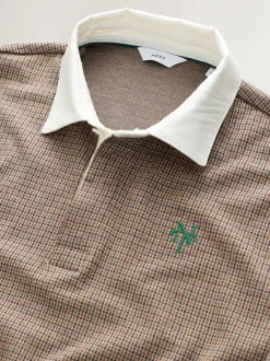 Next Tan Brown Puppytooth Rugby Shirt Hot