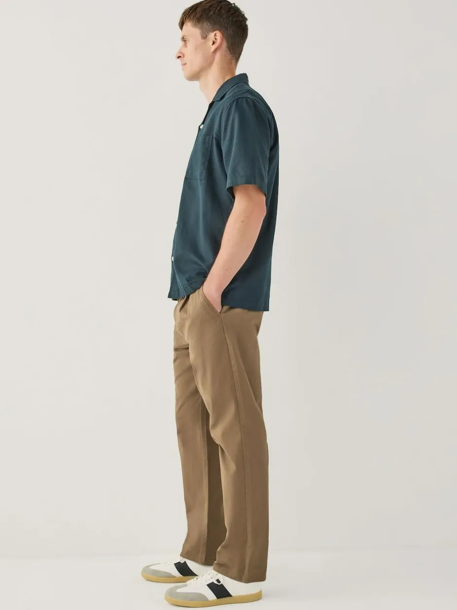 Next Regular Tapered Fit Single Pleated Stretch Chinos Trousers Tan Brown Clearance