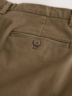 Next Regular Tapered Fit Single Pleated Stretch Chinos Trousers Tan Brown Clearance