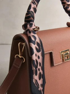 Next Tan Brown Scarf Hand Held Bag Outlet