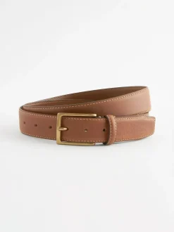 Next Tan Brown Signature Contrast Stitch Leather Belt
