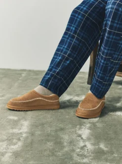 Next Signature Suede Stitch Detail Slippers Tan Brown Best