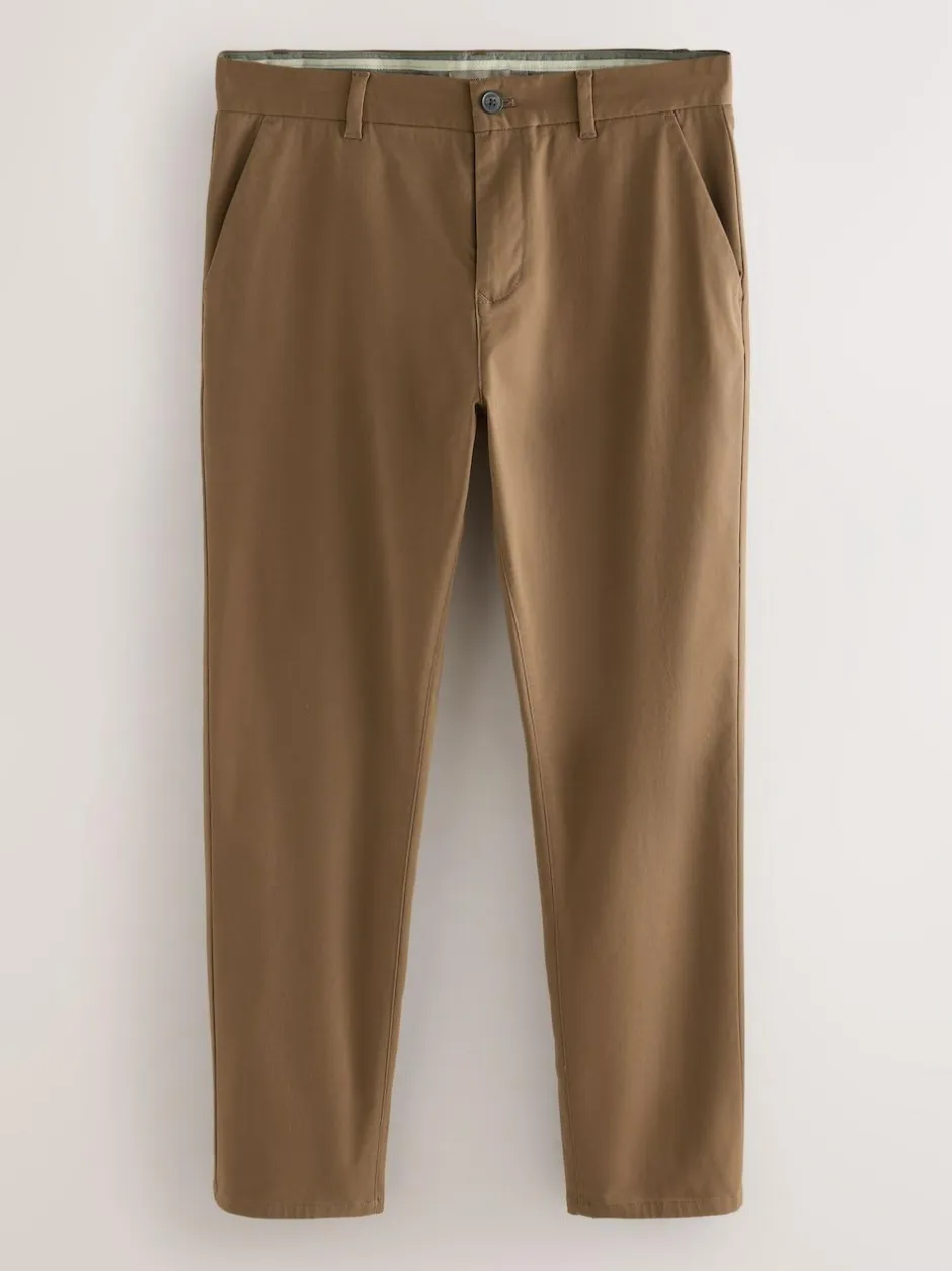 Next Tan Brown Slim Fit Stretch Chinos Trousers Clearance