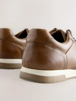 Next Tan Brown Smart Leather Trainers Discount