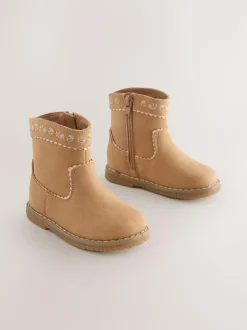 Next Standard Fit (F) Western Ankle Boots Tan Brown Hot