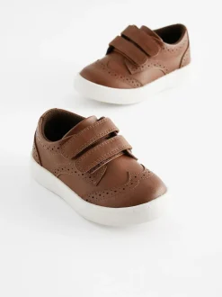 Next Standard Fit (F) Touch Fastening Brogue Shoes Tan Brown