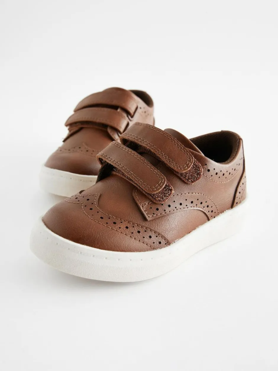 Next Standard Fit (F) Touch Fastening Brogue Shoes Tan Brown