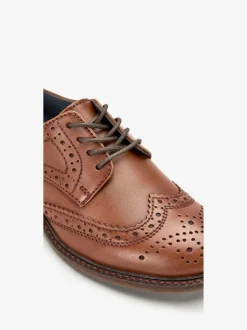 Next Standard Fit (F) Leather Laceup Brogue Shoes Tan Brown Clearance