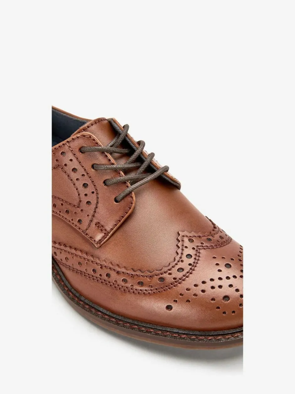 Next Standard Fit (F) Leather Laceup Brogue Shoes Tan Brown Clearance