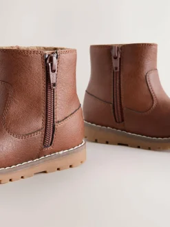 Next Tan Brown Standard Fit (F) Chelsea Zip Tassel Ankle Boots Hot