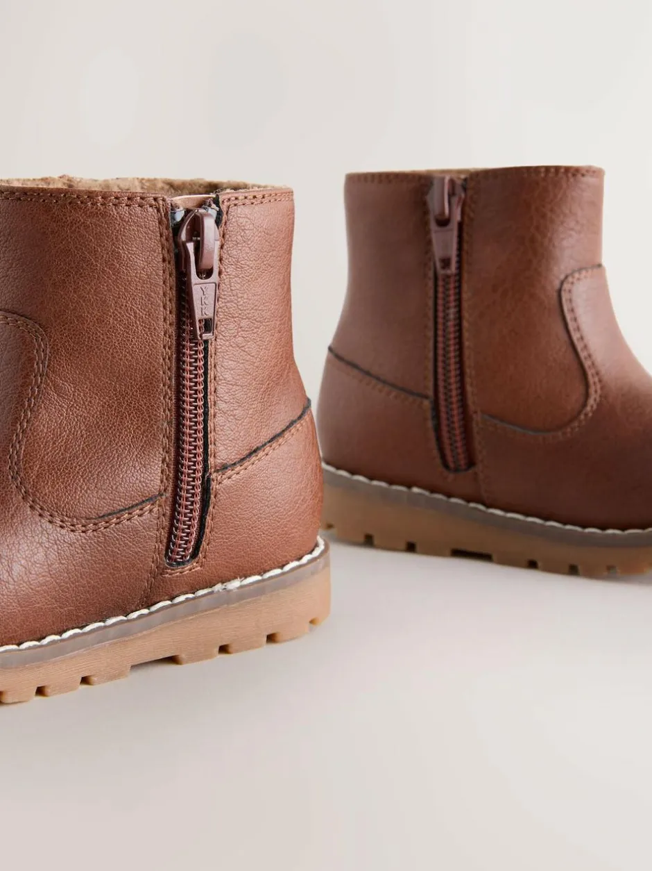 Next Tan Brown Standard Fit (F) Chelsea Zip Tassel Ankle Boots Hot