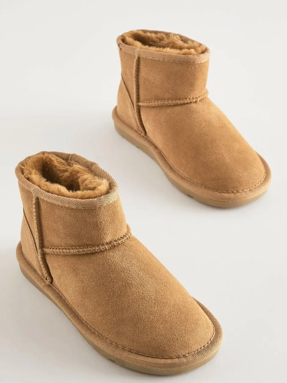 Next Standard Fit (F) Water Repellent Suede Short Pull-On Boots Tan Brown Best