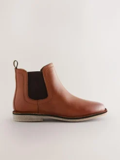 Next Tan Brown Standard Fit (F) Leather Chelsea Boots Clearance