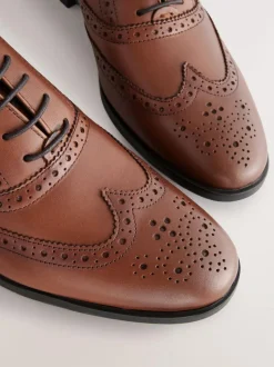Next Standard Fit Leather Oxford Brogue Shoes Tan Brown Hot