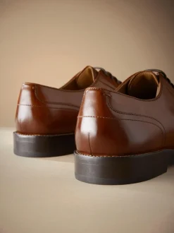 Next Standard Fit Signature Leather Sole Derby Shoes Tan Brown Best