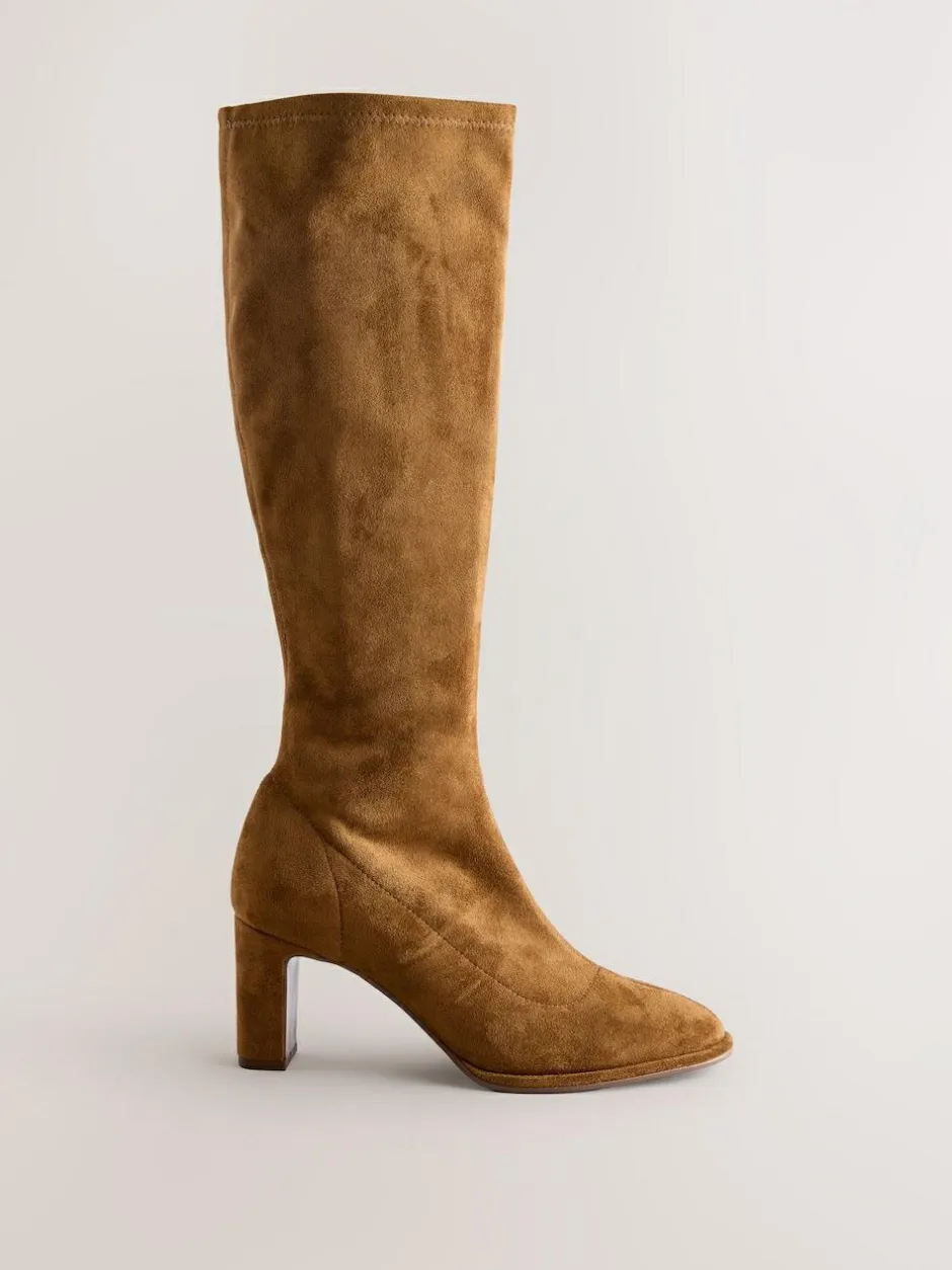 Next Standard/Wide Fit Forever Comfort® Round Toe Knee High Sock Boots Tan Brown Online