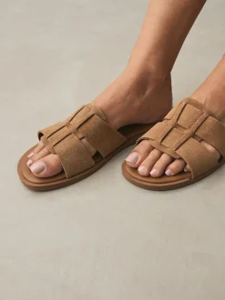 Next Tan Brown Standard/Wide Fit Slot Mule Sandals Online