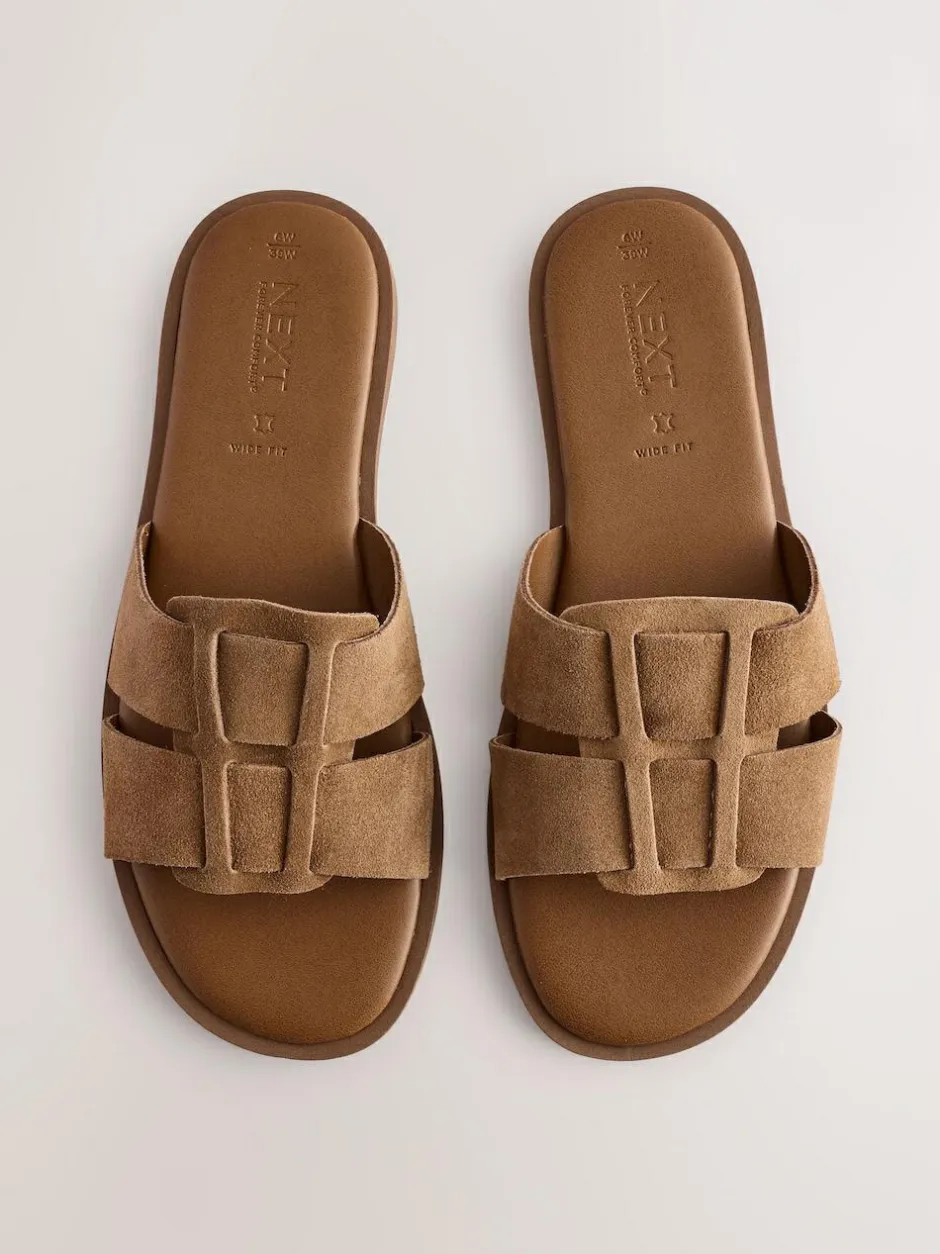 Next Tan Brown Standard/Wide Fit Slot Mule Sandals Online