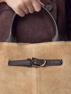 Next Tan Brown Suede Belted Hand Held Bag Clearance
