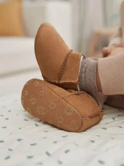 Next Tan Brown Warm Lined Baby Boots (0-2mths) New