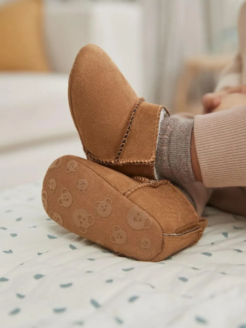 Next Tan Brown Warm Lined Baby Boots (0-2mths) New