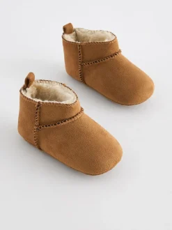 Next Tan Brown Warm Lined Baby Boots (0-2mths) New