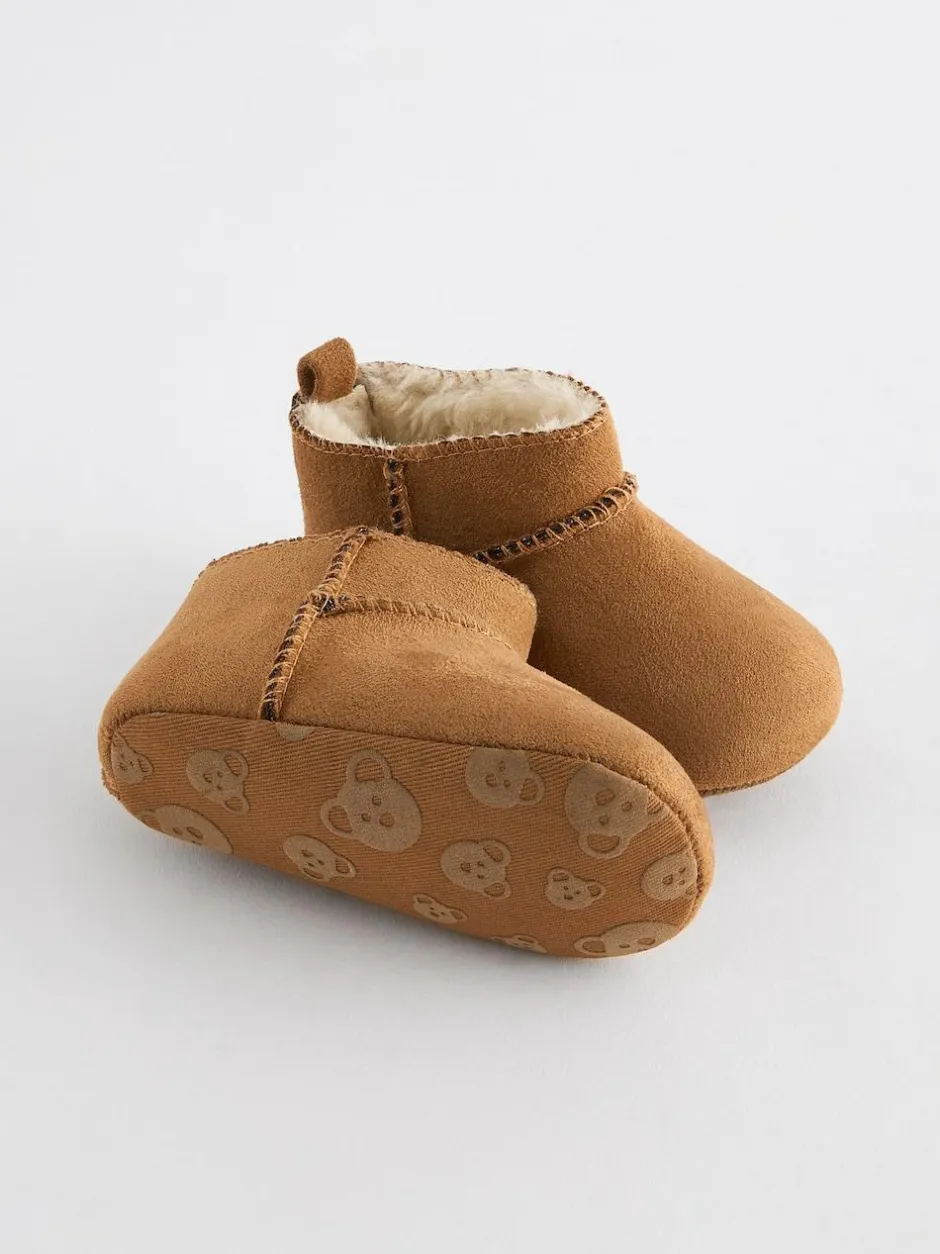 Next Tan Brown Warm Lined Baby Boots (0-2mths) New