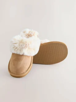 Next Tan Brown Warm Lined Mule Slippers Sale