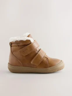Next Waterproof Touch Fastening Boots Tan Brown New