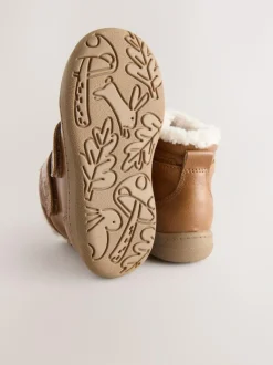 Next Waterproof Touch Fastening Boots Tan Brown New