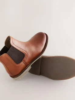 Next Tan Brown Wide Fit (G) Leather Chelsea Boots Best