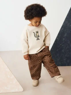 Next Tan Leopard Print Printed Pull On Wide Trousers (3mths-7yrs) Sale