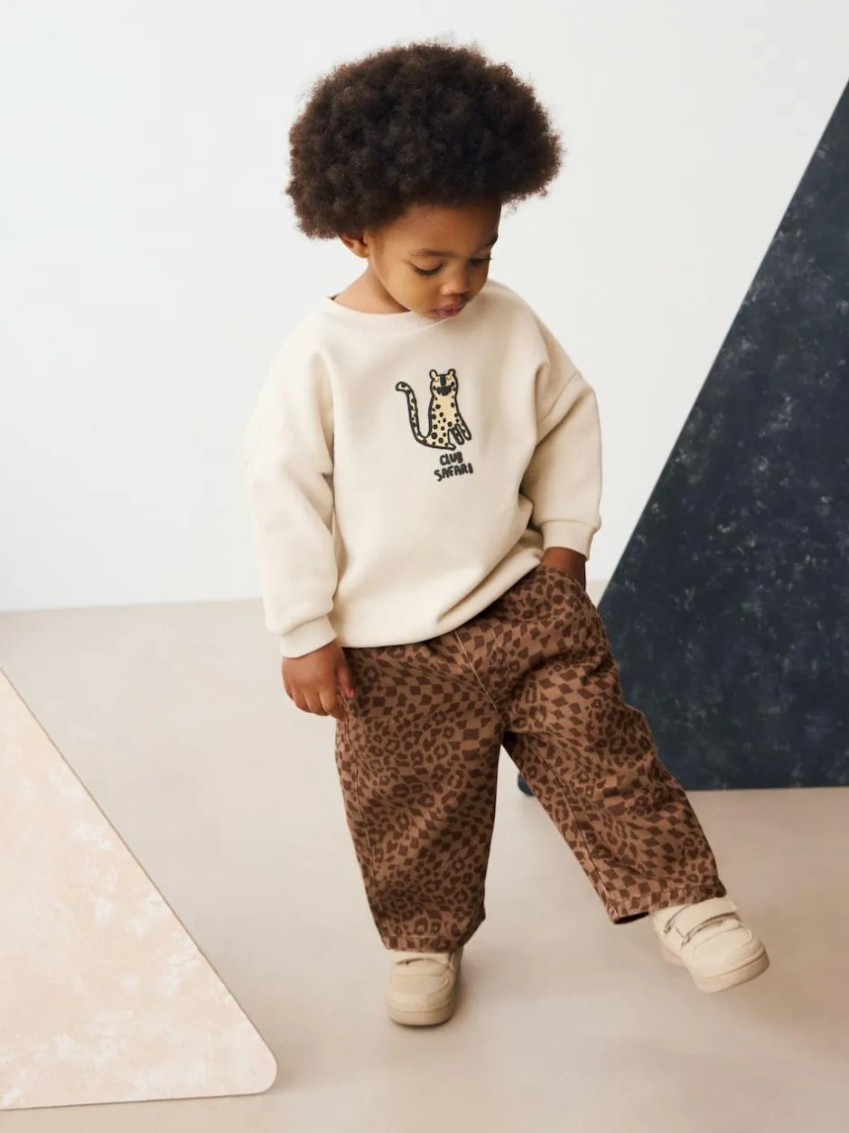 Next Tan Leopard Print Printed Pull On Wide Trousers (3mths-7yrs) Sale