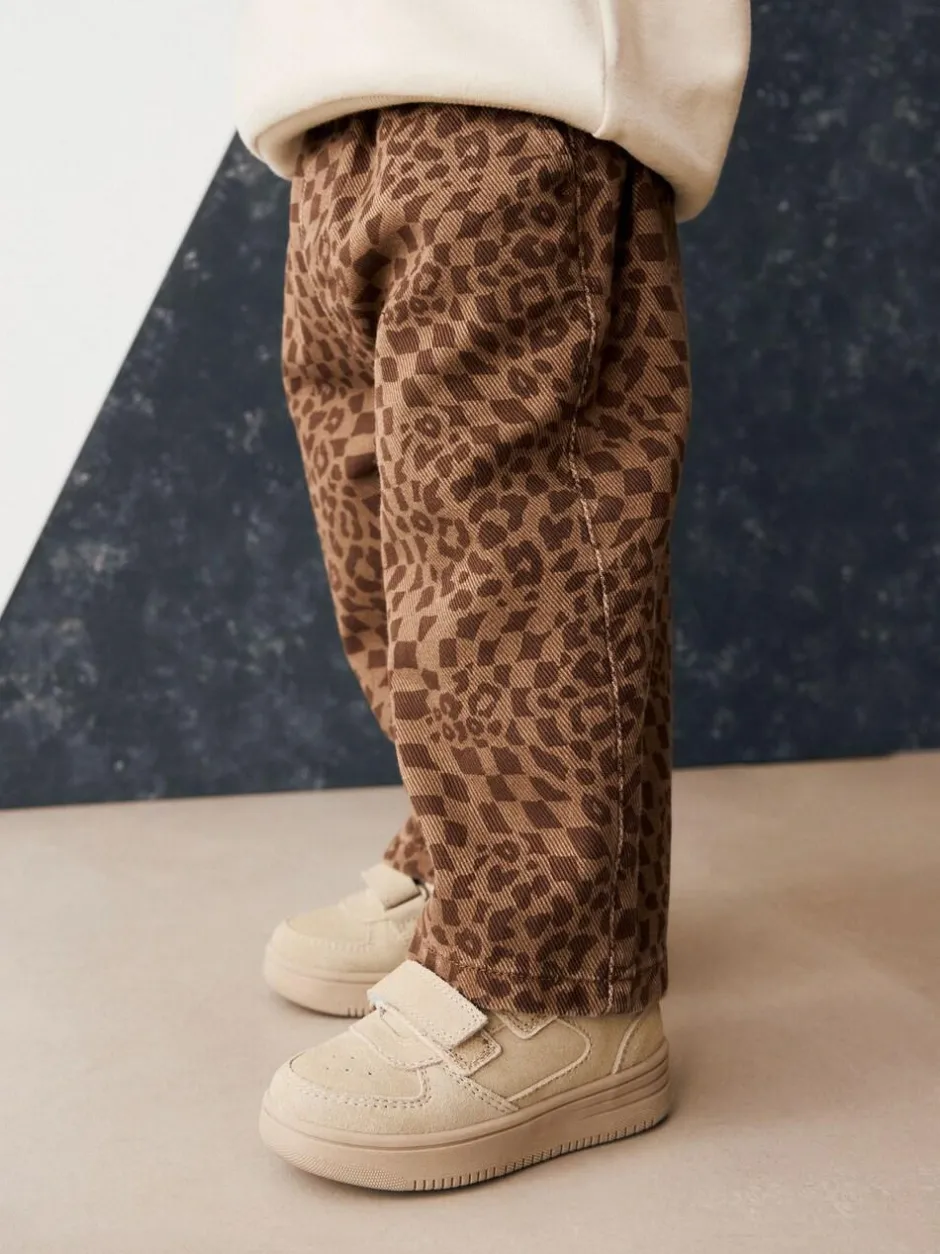 Next Tan Leopard Print Printed Pull On Wide Trousers (3mths-7yrs) Sale