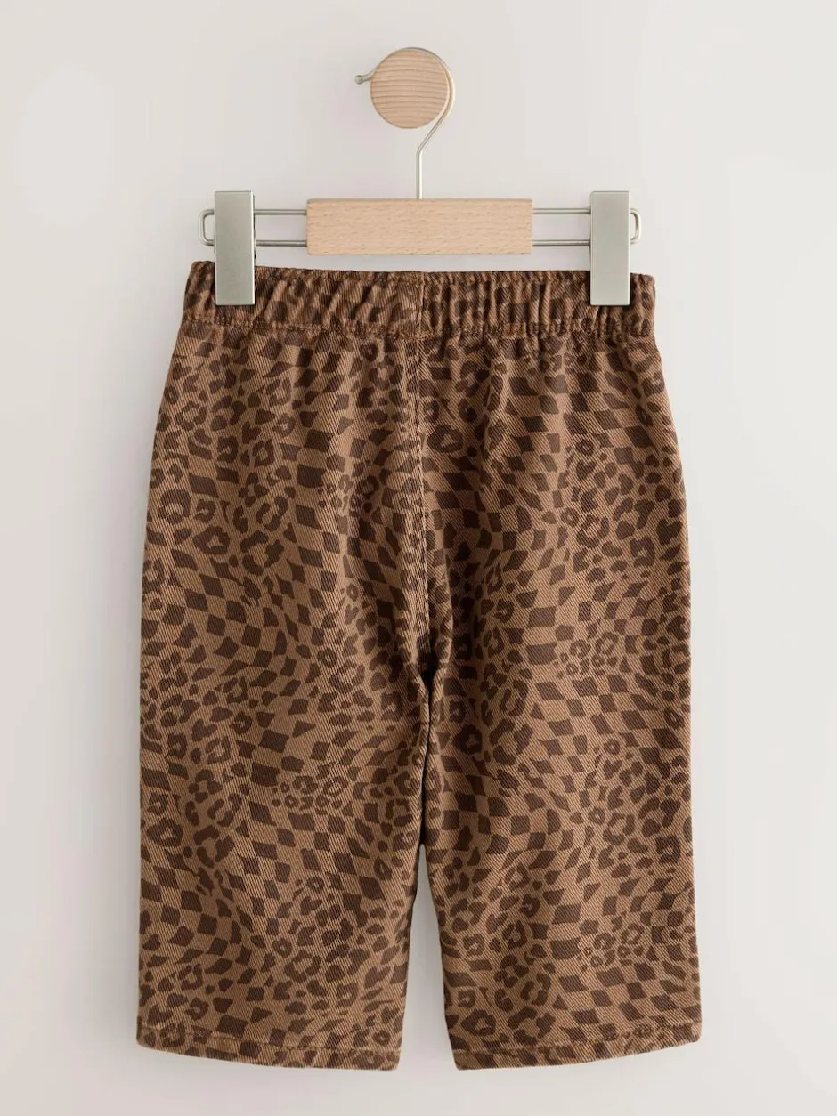 Next Tan Leopard Print Printed Pull On Wide Trousers (3mths-7yrs) Sale