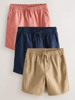 Next 3 Pack Shorts (3-16yrs) Tan/Navy Blue/Blush Discount