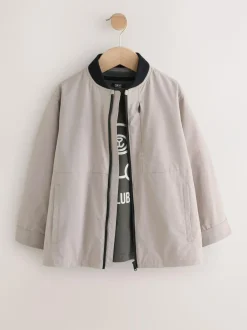 Next Taupe Bomber Shacket and T-Shirt Set 2 Piece (3mths-7yrs) Best