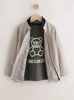 Next Taupe Bomber Shacket and T-Shirt Set 2 Piece (3mths-7yrs) Best