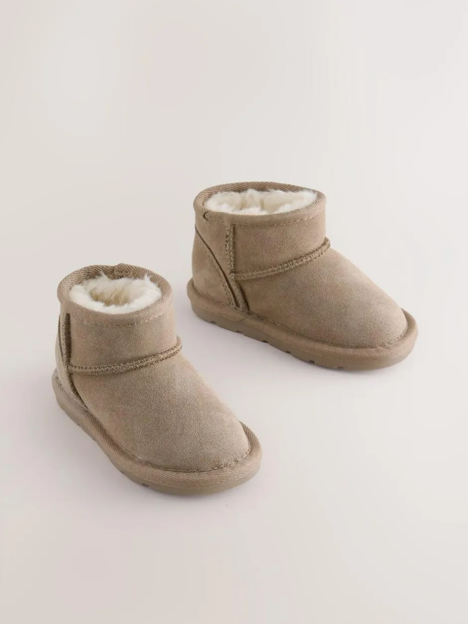 Next Warm Lined Suede Boots Taupe Brown Outlet