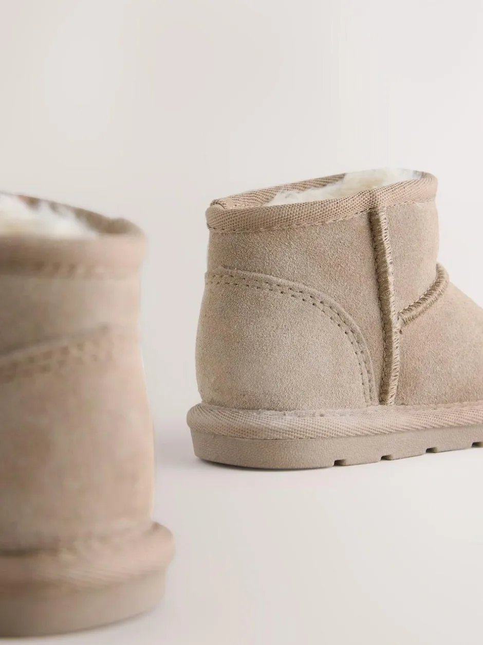 Next Warm Lined Suede Boots Taupe Brown Outlet