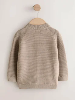 Next Taupe Brown Zip Through Cardigan (3mths-7yrs) Best