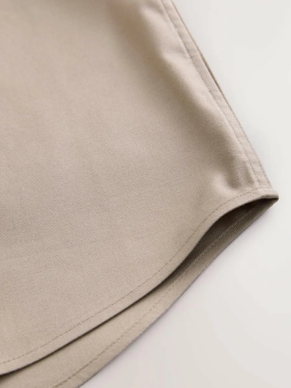 Next Taupe Logo Short Sleeve Cotton Rich Oxford Shirt (3-16yrs) Sale