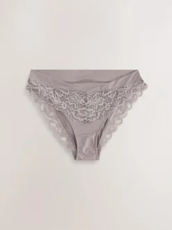 Next Ultimate Comfort Lace Back High Leg Knickers Taupe