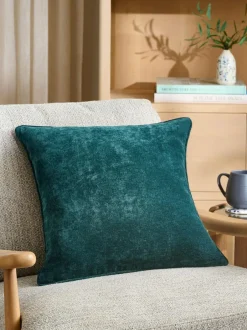 Next Teal Blue 45 x 45cm Soft Velour Cushion Discount