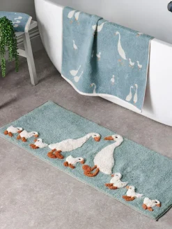 Next Teal Blue Goose And Friends 100% Cotton Runner Bath Mat Discount
