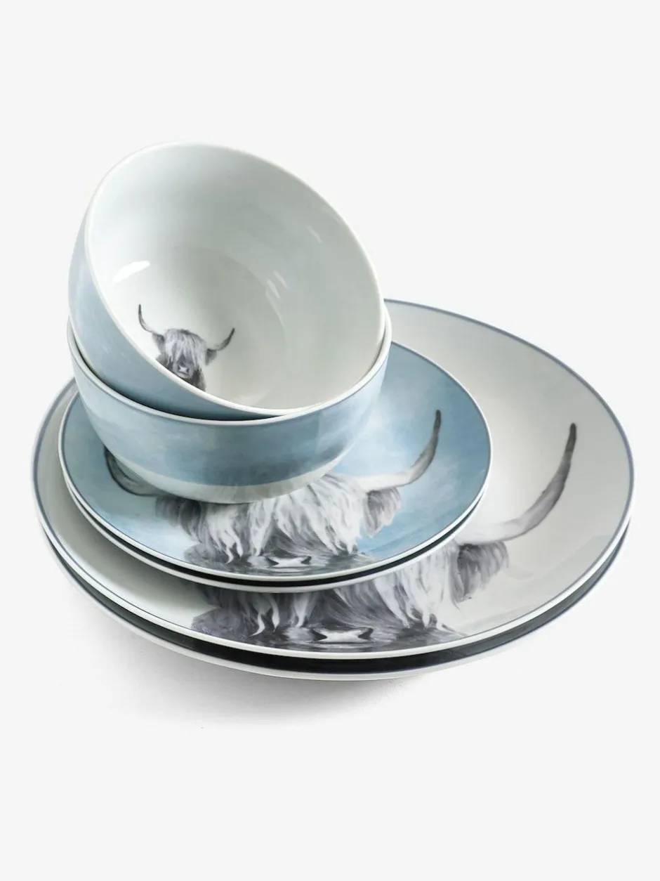Next Teal Blue Hamish The Highland Cow 12 Piece Dinner Set Discount