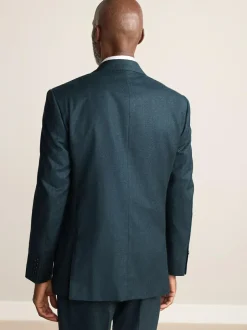 Next Teal Blue Regular Fit Signature Zignone Italian Wool Cashmere Blend Flannel Suit Jacket Outlet