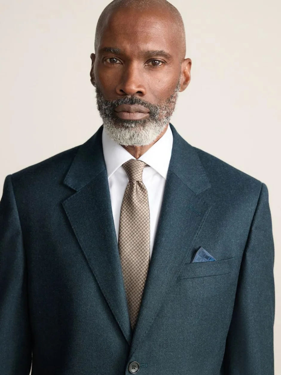Next Teal Blue Regular Fit Signature Zignone Italian Wool Cashmere Blend Flannel Suit Jacket Outlet