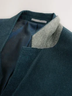 Next Teal Blue Regular Fit Signature Zignone Italian Wool Cashmere Blend Flannel Suit Jacket Outlet